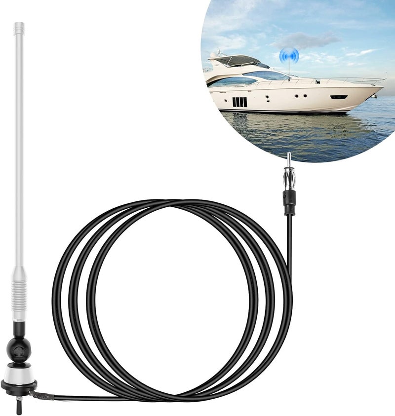 JSZAAHZ Universal Boat Radio Antenna - Flexible Mast for AM/FM, Yacht, Pontoon, Golf Cart, ATV, UTV, RV, Excavator, Tractor & Car Stereo - Image 1